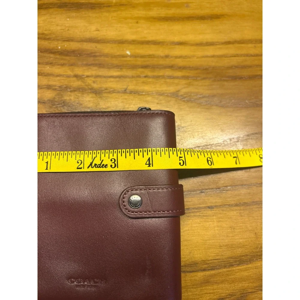 Coach F34868 Cord Wallet Cardinal Red Burgundy Leather Zip Leather Bifold